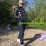 Watch Chloe taking a walk with her shiny nylon Downwear