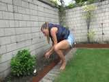 Get a video with Sandra gardening in her shiny nylon Downvest