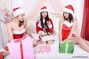 Lucky, Nelly, Xenia - Three bondage fetishist in the sluttiest Christmas outfits