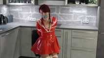 Our new Model in Miss Petra in shiny PVC shool girl uniform get bound and gagged