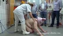 Butcher apprentice day (total film) #pigplay for 3 men with a #femalehumanpig