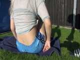 Watch Chloe enjoying the Sun in her Shiny Nylon Shorts