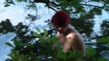 Secretly naked at the lake