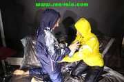 Watching STELLA and SANDRA both wearing shiny nylon rainwear playing with shaving foam and eachother (Pics)