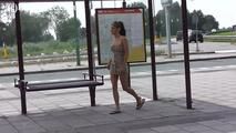 078041 Rachel Evans Takes A Very Daring Pee At The Bus Stop