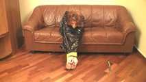 [From archive] Stella - taped sitting with yellow duct tape and packed into trash bag (video)