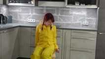 Miss Petra in K-Way raingear and yellow rainsuit with Friesennerz get bound and gagged