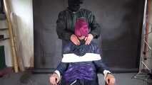 Aiyana in rainwear chairbound, gagged and hooded (and she loved it) Part2 