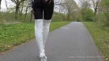 Strolling in black leggings and old overknees, 1st part