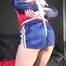 SANDRA being tied and gagged overhead with ropes and a clothgag wearing a sexy oldschool shiny nylon shorts and a rainjacket (Video)