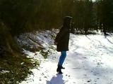 Walking cuffed in the snow