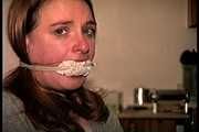 25 Yr OLD NEWS PAPER REPORTER IS HANDGAGGED, F0RCED TO LICK AND SMELL WRISTS, STINKY SOCK STUFFED IN HER MOUTH & ROPE GAGGED, SELF HANDGAG & BONDAGE TAPE WRAP GAGGED 