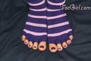 Purple Pedicure in Toe Socks