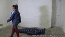 Miss Cedi - Hard Slave Treatment with a slave caught into a sleepingbag