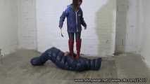 Miss Cedi - Hard Slave Treatment with a slave caught into a sleepingbag