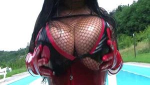 Fishnet Tits - Blowjob & Handjob with Rubber Gloves - Fuck my Pussy - Cum on my Fishnet Tits