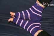 Purple Pedicure in Toe Socks