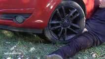 Mistress Cleo smokes and smashes balls with a car CBT version