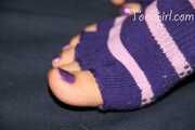 Purple Pedicure in Toe Socks