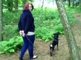 Cuffed walk with a dog