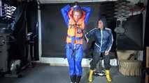 See Ronja tied and gagged by Stella in shiny nylon Rainwear and a Life Vest!