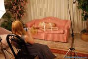 Nudie Cutie Bound on Pink Sofa - Behind the Scenes with Ariel Anderssen