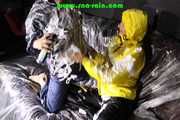 Watching STELLA and SANDRA both wearing shiny nylon rainwear playing with shaving foam and eachother (Pics)
