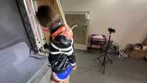 Marie M tied and gagged in shiny nyoln Shorts