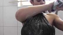 Busty Fabienne messing with whipped cream in the bathtub - Part 2 of 2