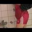 SEXY JENNI wearing a hot red shiny nylon shorts and an oldschool red/blue shiny nylon rain jacket while taking a shower (Video)
