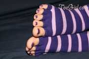 Purple Pedicure in Toe Socks