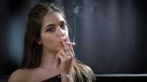 Dreamy lady Irina showing her smoking skills in a closeup video