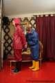 Lady Nadja and Miss Scarlett in AGU rainwear covered with transparent raingear