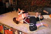 2-Girl Chicken Wing Hogtie Challenge