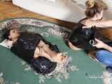 [From archive] Elvina & Sara - rope ball tie and black cling film wrap BTS
