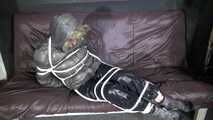 Watch Pia beeing bound and gagged in her shiny nylon Downwear