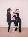 Alexa and Satisfaction Girl - Two girls and one coat rack: self-bondage session with a twist