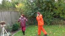 Miss Petra and Lady Nadja in AGU raingear (original AGU) and an exclusiv orange Adidas AGU raincoat