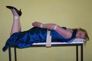 Blue dress hogtie