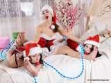 Lucky, Nelly, Xenia - Santa’s little helpers tie each other up on a bed