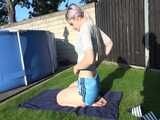 Watch Chloe enjoying the Sun in her Shiny Nylon Shorts