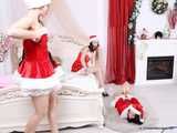 Lucky, Nelly, Xenia - Santa’s little helpers tie each other up on a bed