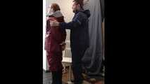 Lady Nadja getting bound and gagged by a raincoated stranger