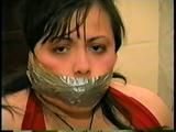 29 Yr OLD FEISTY BBW SHARON GETS MOUTH STUFFED, WRAP TAPE GAGGED & TIED UP ON THE BED (D55-9)
