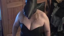 Breath control mask and blows on her tits