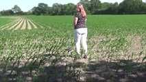 Shackled walk in a field