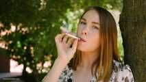 Evgeniya is smoking all white cigarettes