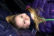 Samantha tied and gagged in shiny nylon downwear