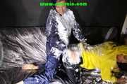 Watching STELLA and SANDRA both wearing shiny nylon rainwear playing with shaving foam and eachother (Pics)