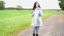 Miss Amira in Lepper nylon rain gear and transparent rain suit